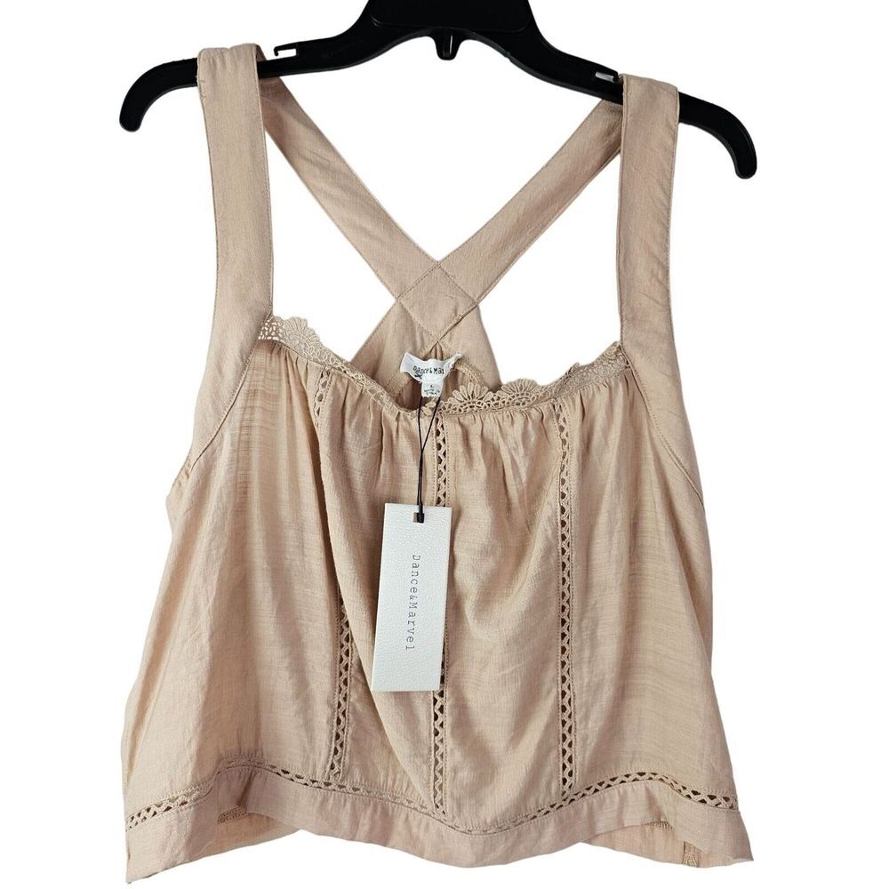 NWT Dance & Marvel Taupe Lace Tank Top Womens Large DMT40846